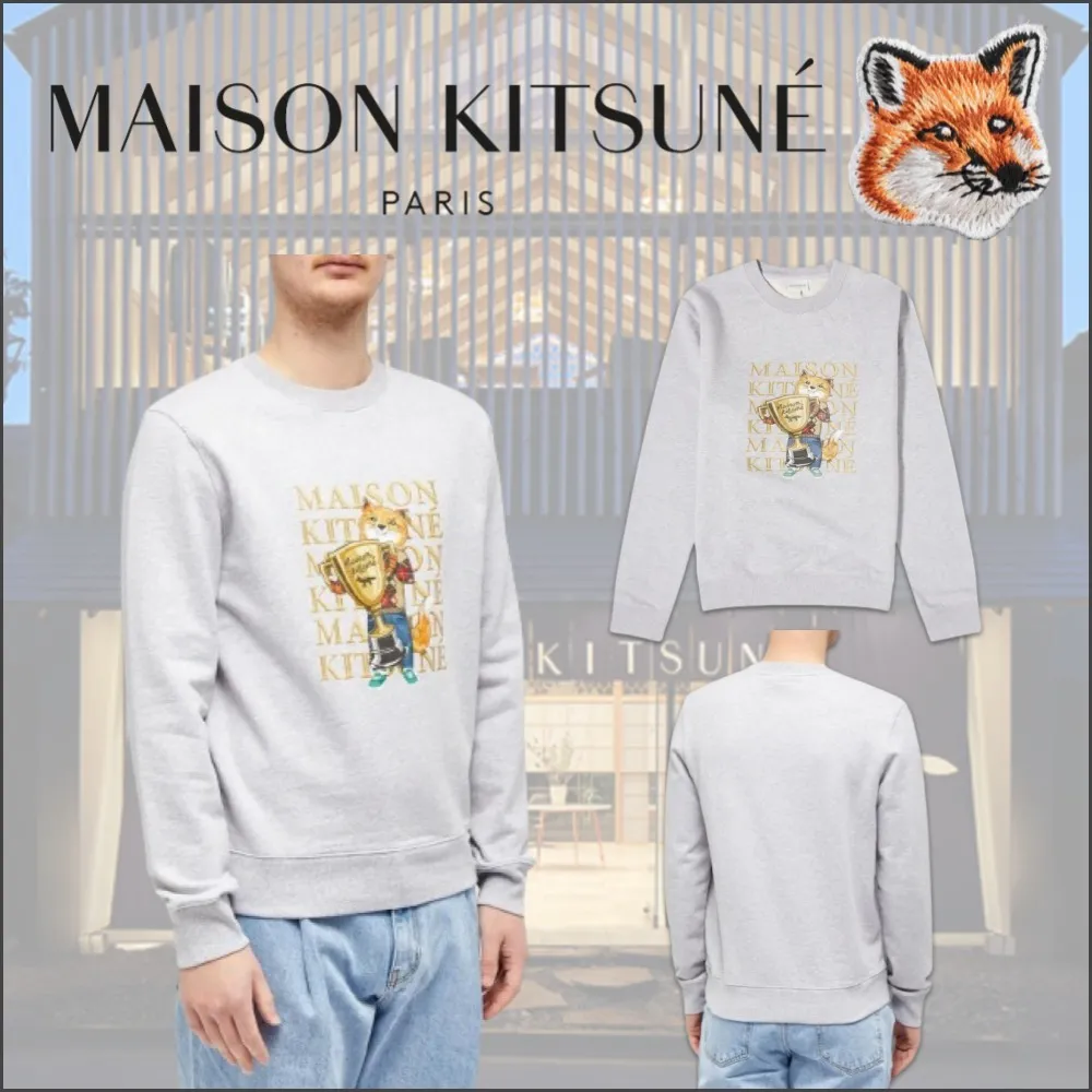 MAISON KITSUNE  |Crew Neck Pullovers Unisex Long Sleeves Plain