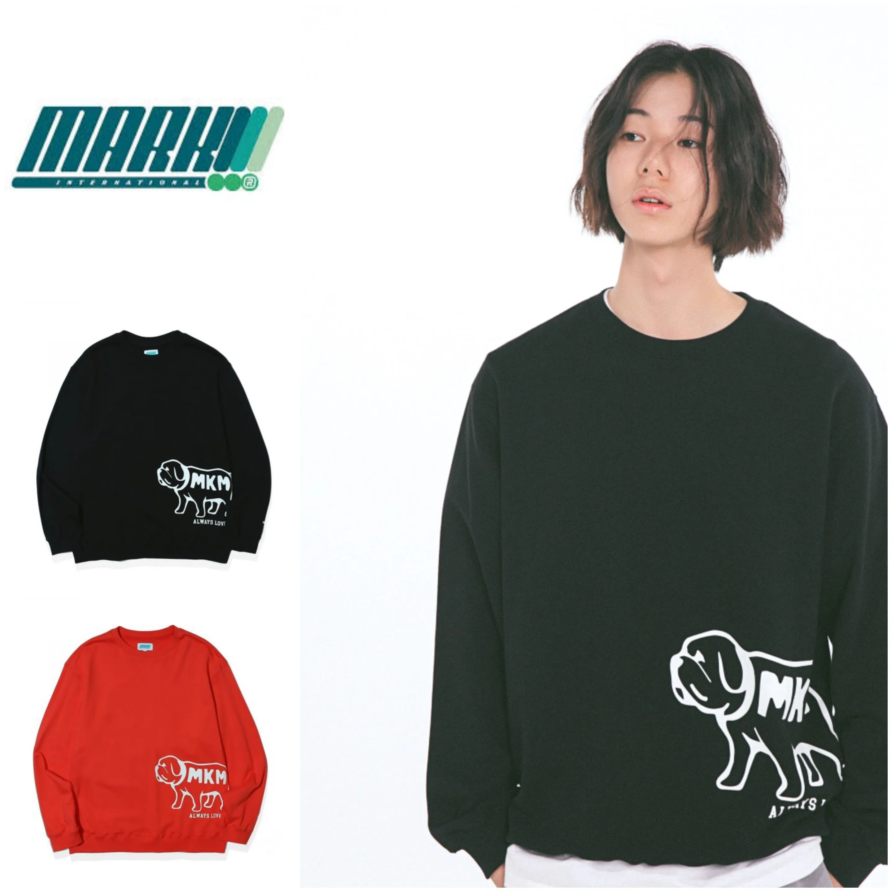 MARKM  |Unisex Street Style Long Sleeves Plain Logo Sweatshirts