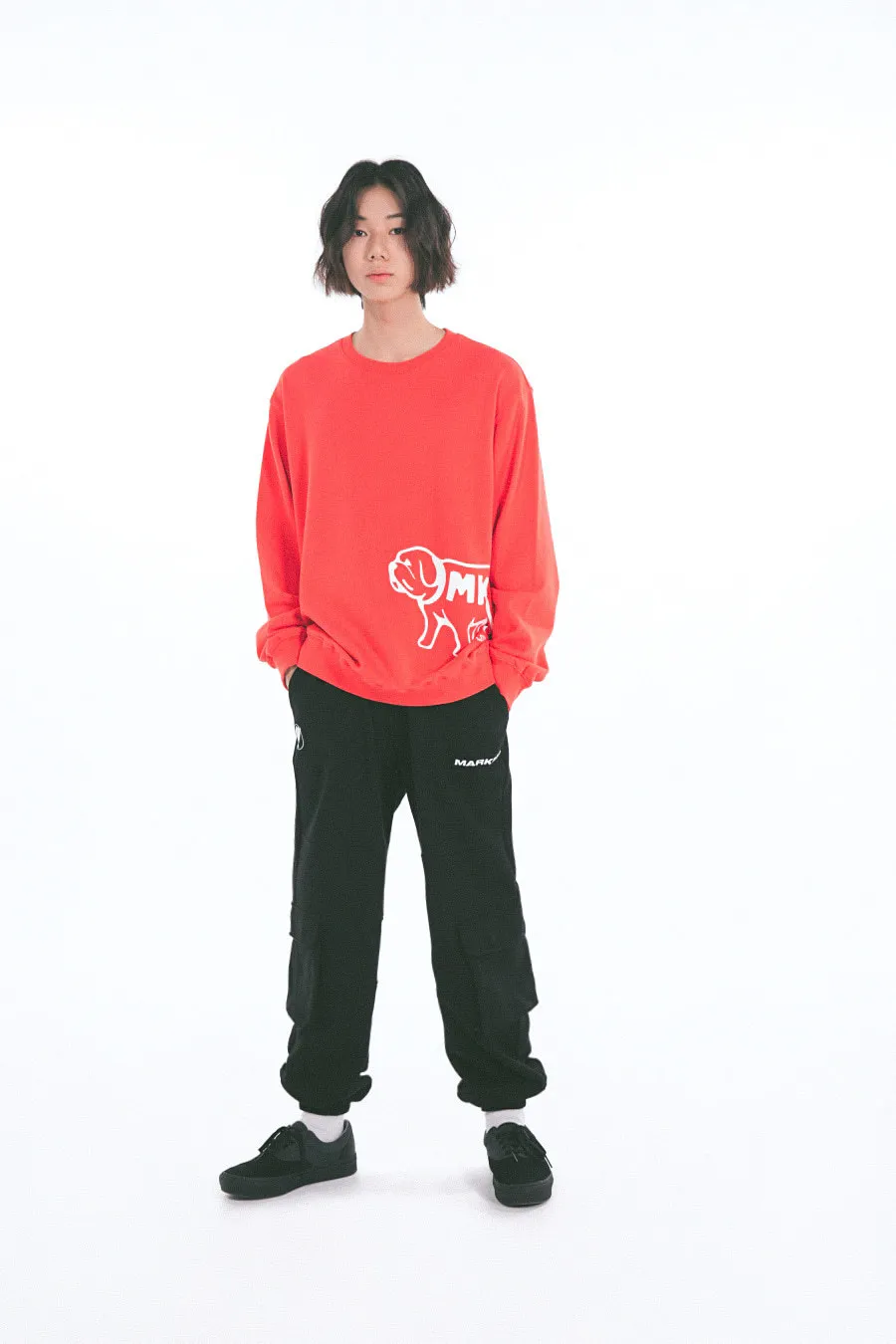 MARKM  |Unisex Street Style Long Sleeves Plain Logo Sweatshirts