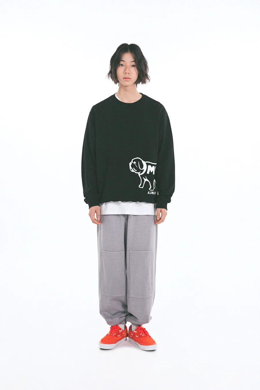 MARKM  |Unisex Street Style Long Sleeves Plain Logo Sweatshirts