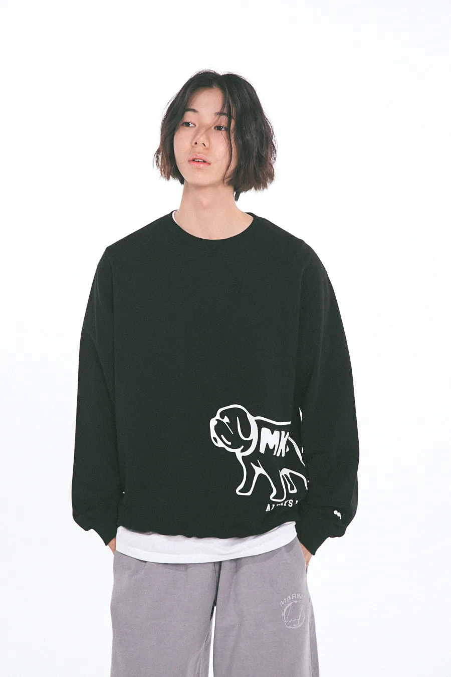 MARKM  |Unisex Street Style Long Sleeves Plain Logo Sweatshirts