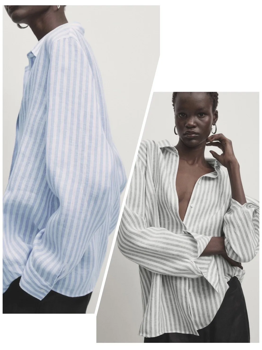 Massimo Dutti  |Stripes Casual Style Linen Long Sleeves Elegant Style