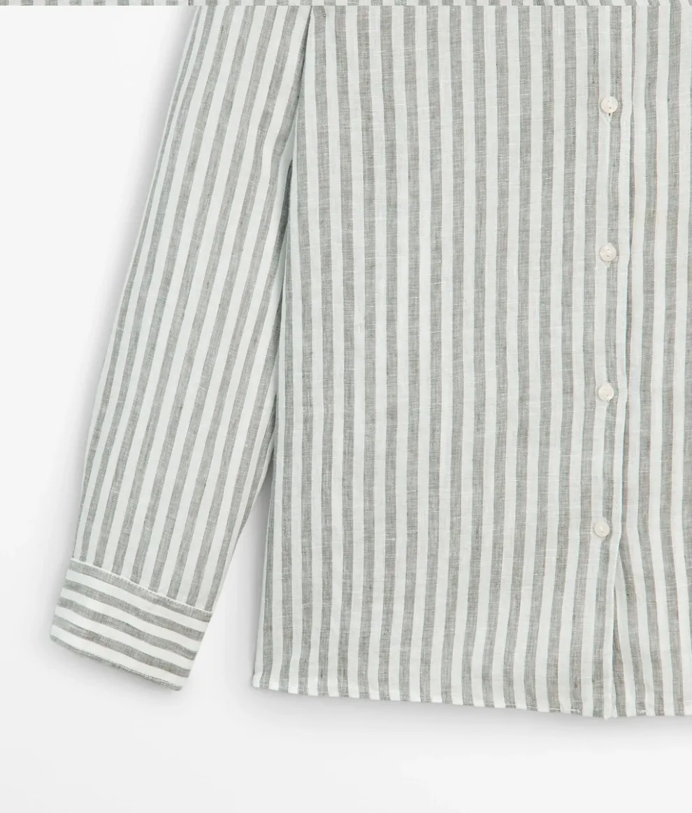 Massimo Dutti  |Stripes Casual Style Linen Long Sleeves Elegant Style