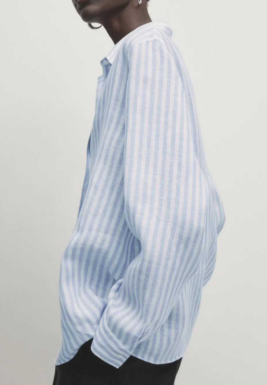 Massimo Dutti  |Stripes Casual Style Linen Long Sleeves Elegant Style