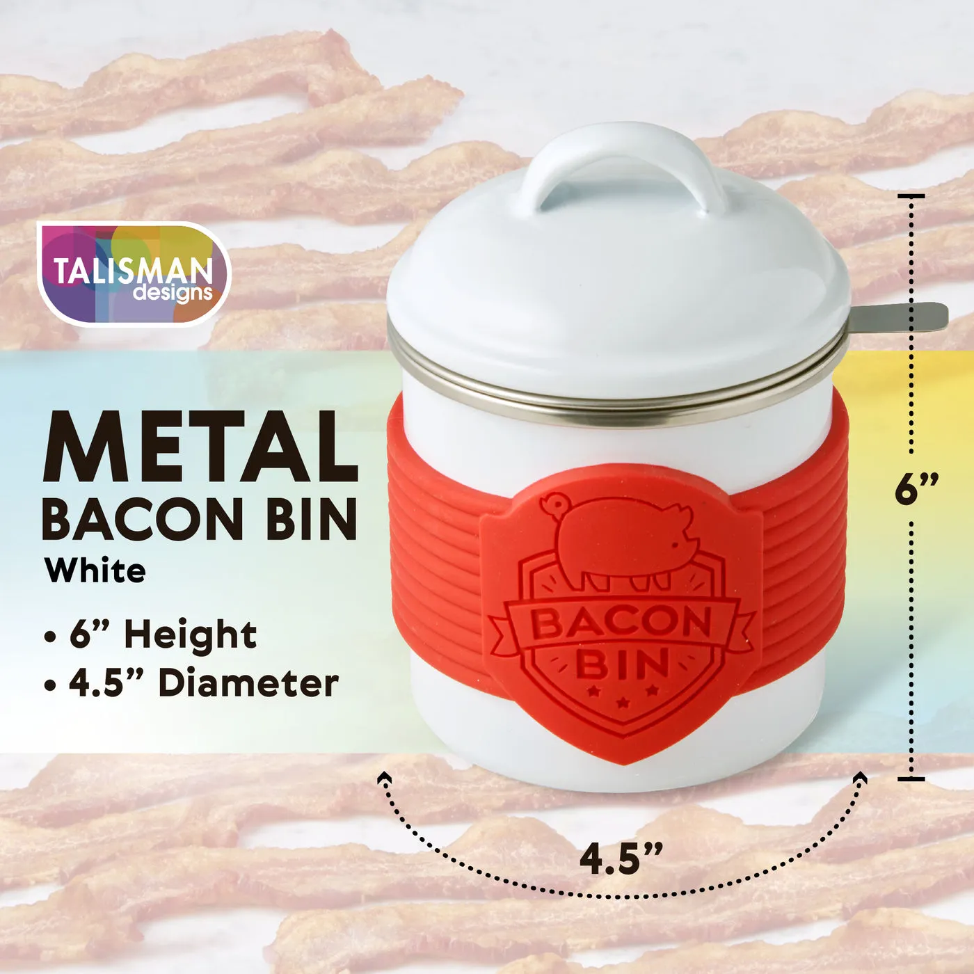 METAL BACON GREASE BIN WHITE