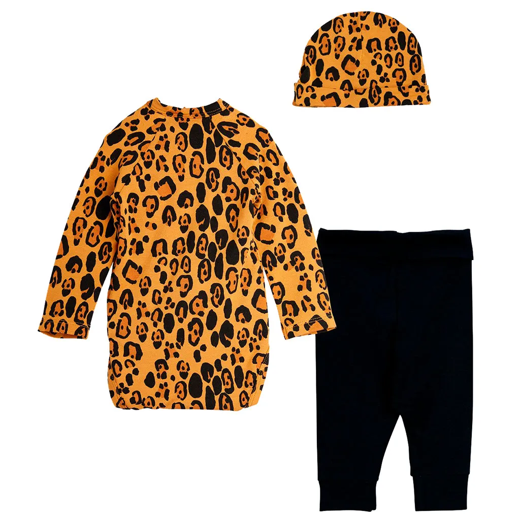 Mini Rodini Baby Leopard Three Piece Set Brown