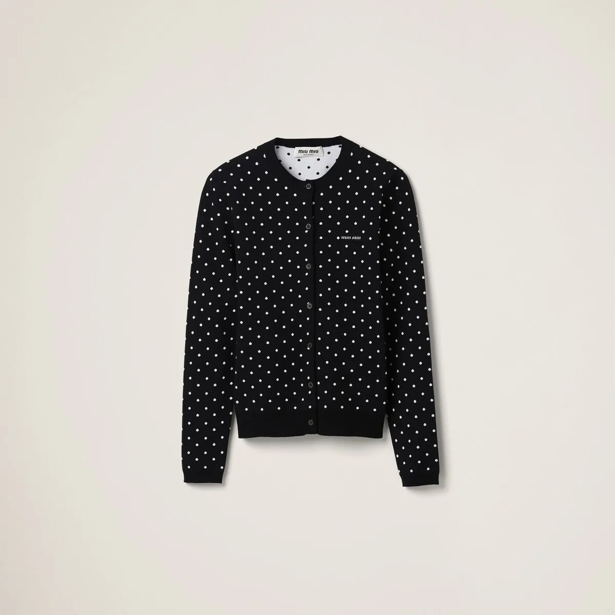 MiuMiu  |Dots Long Sleeves Logo Cardigans