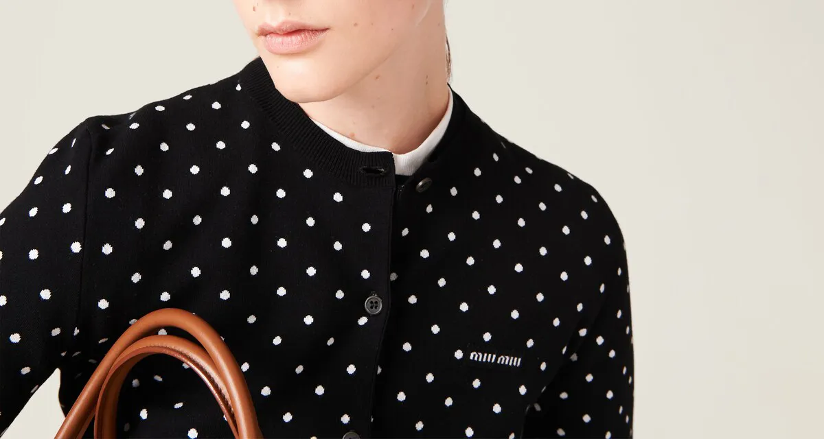 MiuMiu  |Dots Long Sleeves Logo Cardigans