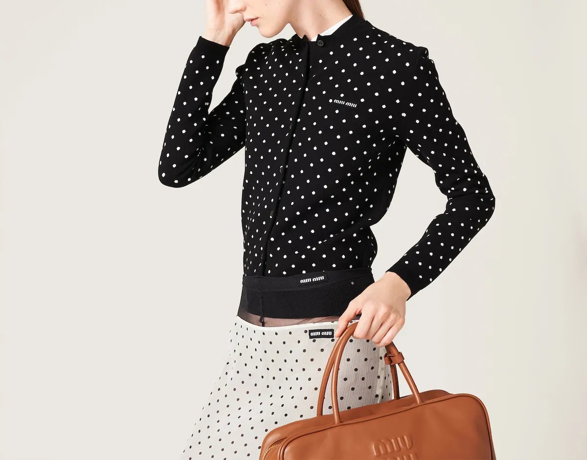 MiuMiu  |Dots Long Sleeves Logo Cardigans