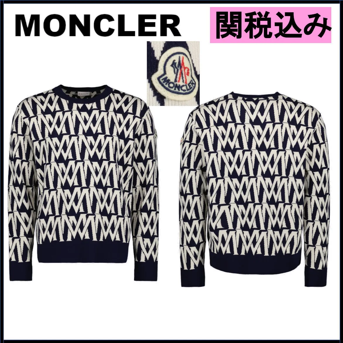 MONCLER  |Crew Neck Pullovers Monogram Street Style Long Sleeves