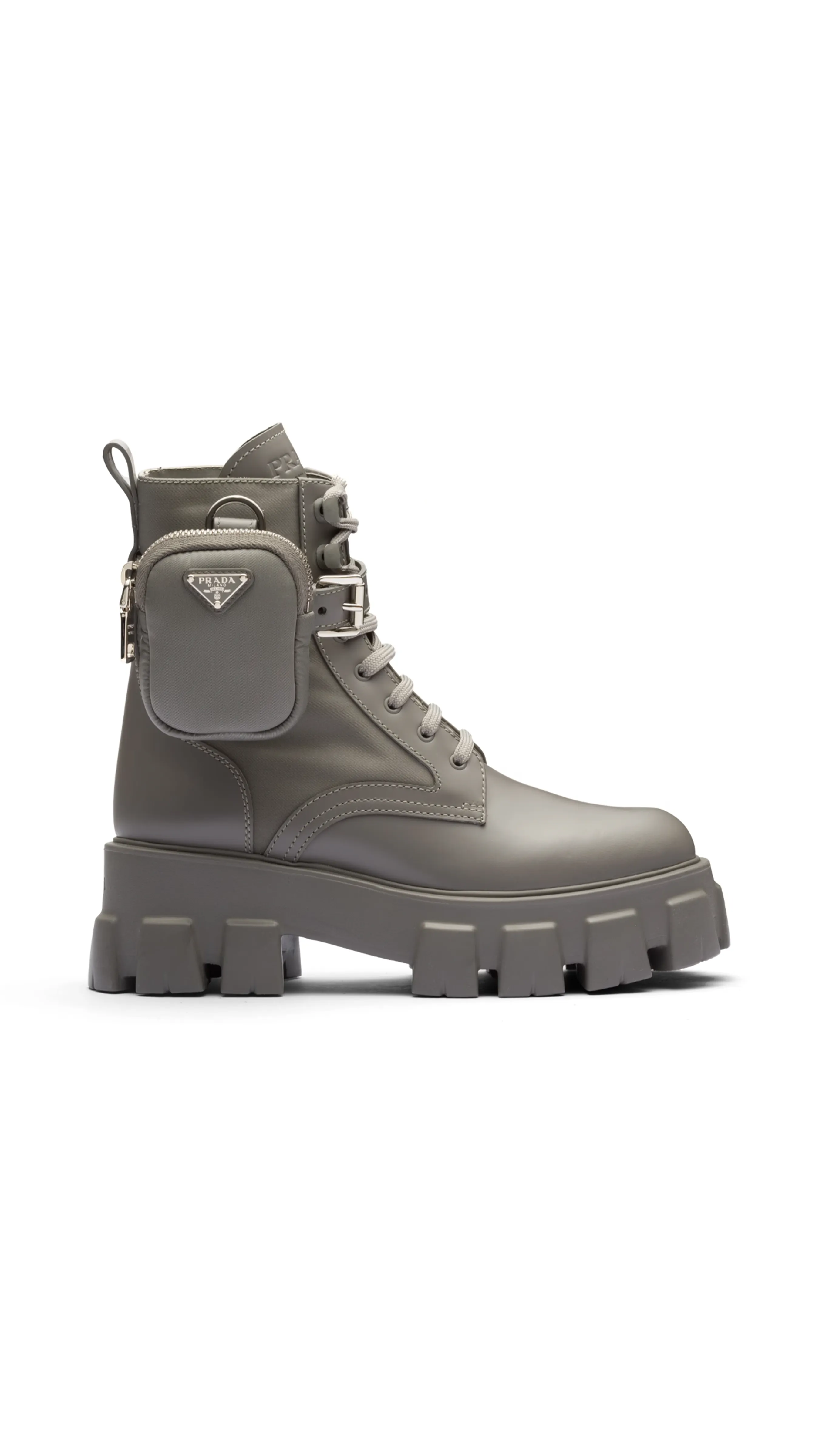 Monolith Leather and Re-Nylon Boots with Pouch - Marble Grey