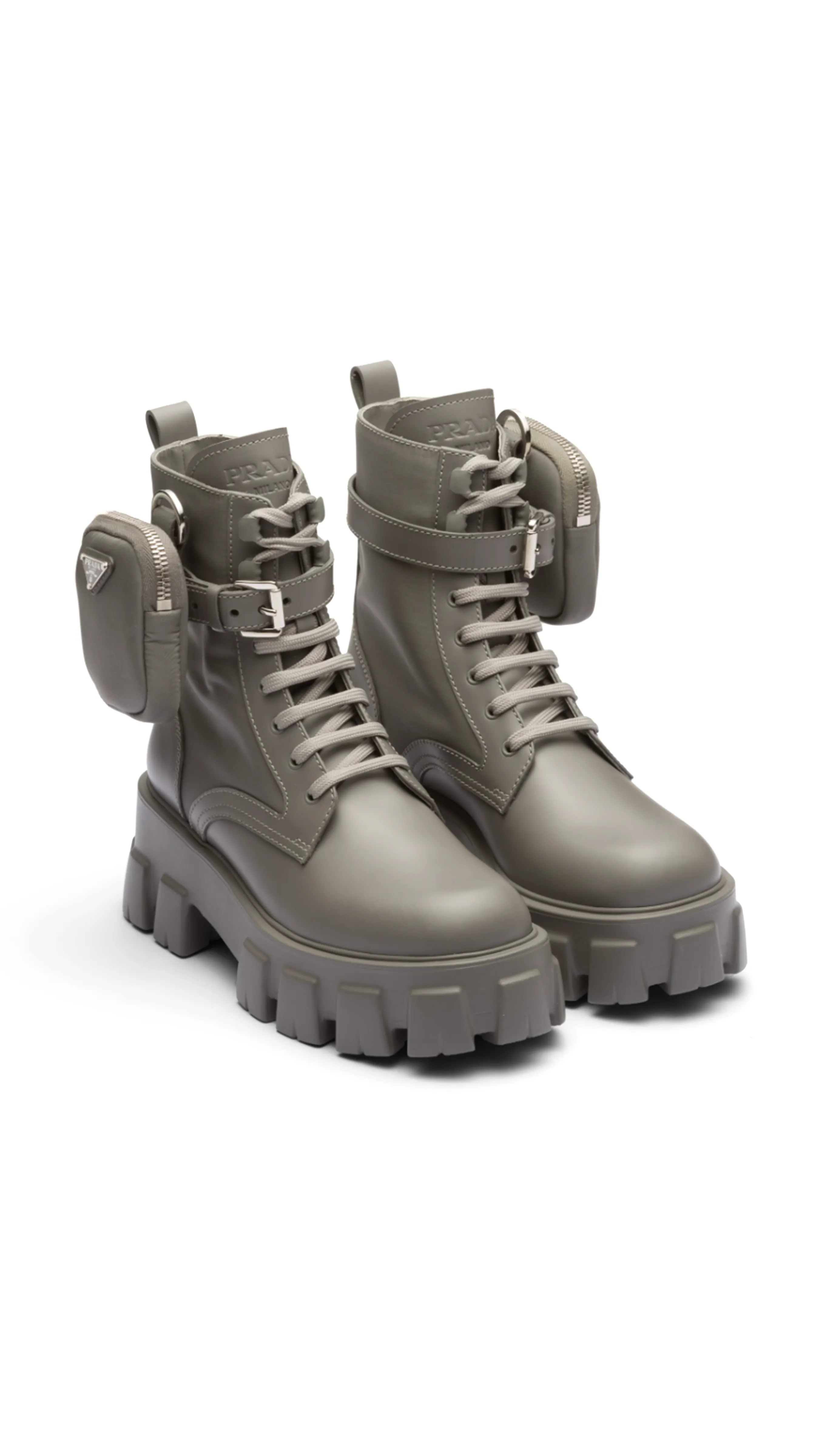 Monolith Leather and Re-Nylon Boots with Pouch - Marble Grey