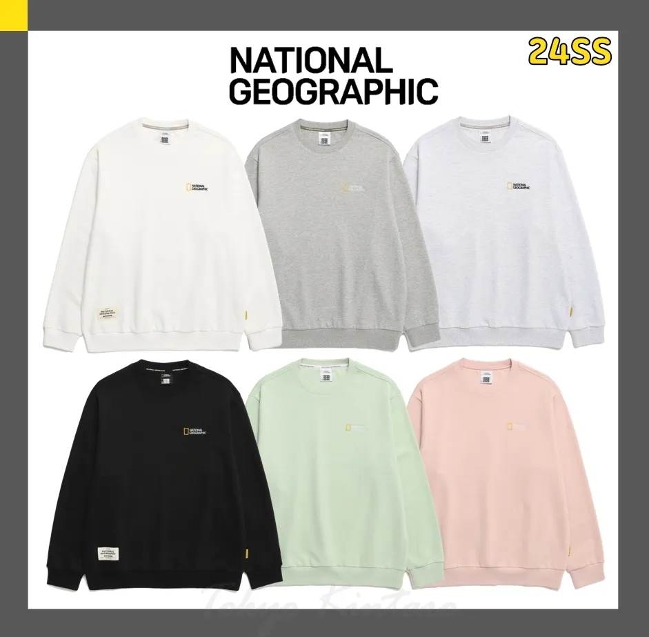 NATIONAL GEOGRAPHIC  |Unisex Street Style Long Sleeves Logo Sweatshirts