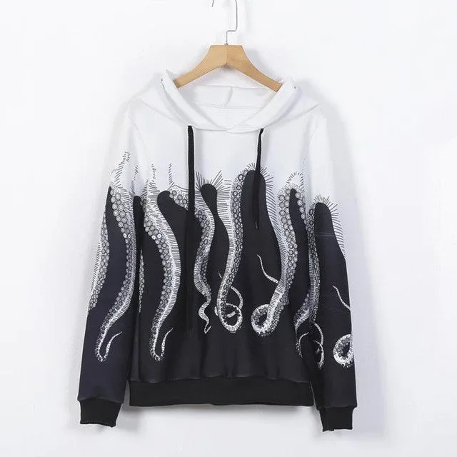 New Arrival harajuku T-shirt Women Long Sleeve Hooded Print Lacing Casual Loose Hooded Pullovers Women camisas femininas GS