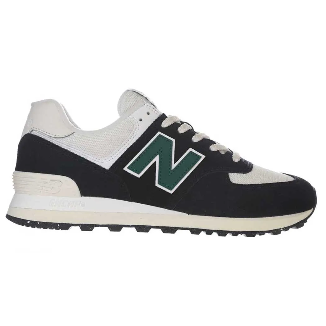 New Balance 574 Retro Sneaker Black/ White/ Marsh Green (Men's)