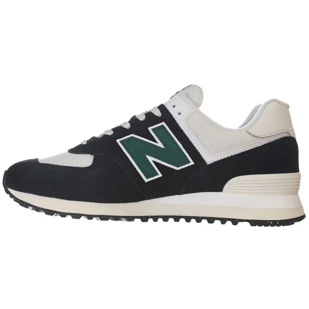 New Balance 574 Retro Sneaker Black/ White/ Marsh Green (Men's)