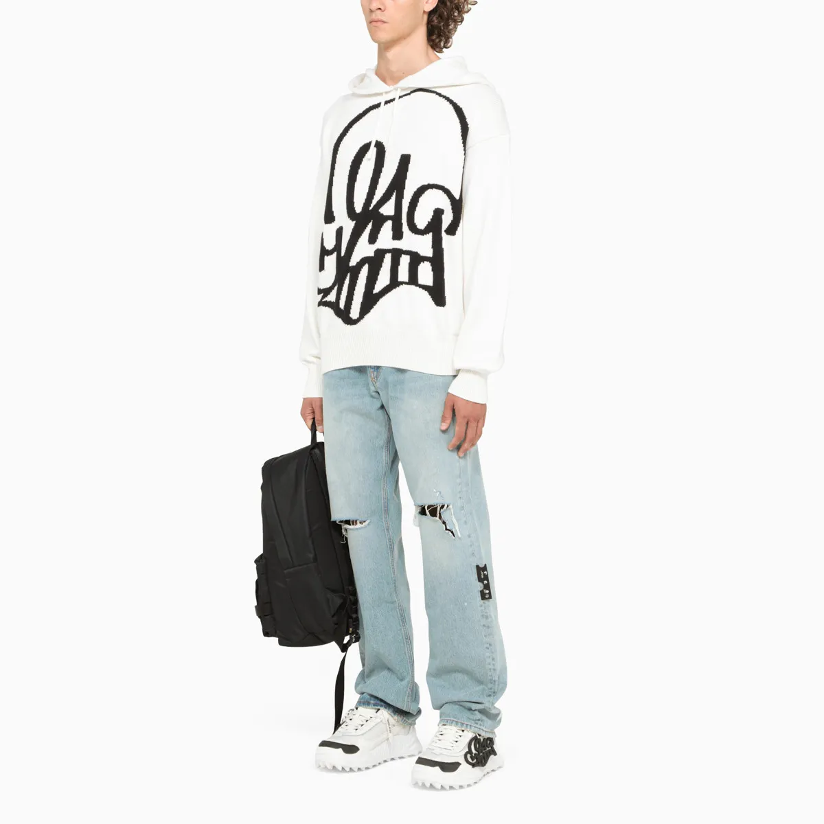 Off-White  |Pullovers Monogram Street Style Long Sleeves Cotton Logo