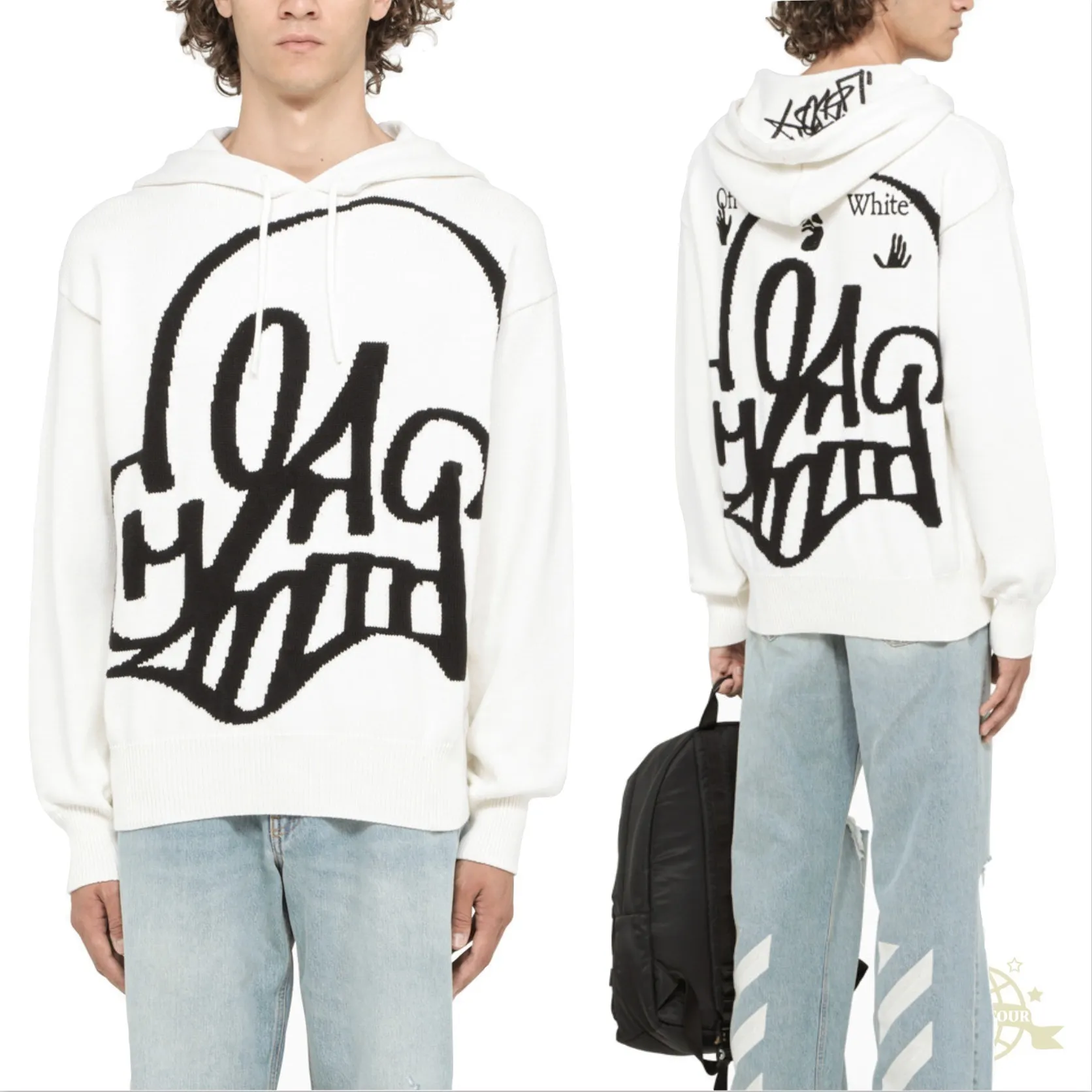 Off-White  |Pullovers Monogram Street Style Long Sleeves Cotton Logo