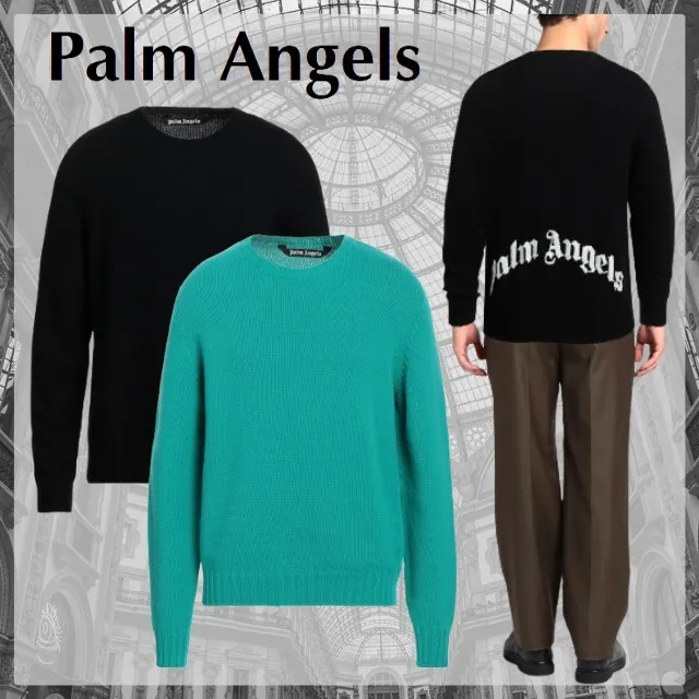 Palm Angels  |Crew Neck Pullovers Unisex Wool Street Style Long Sleeves