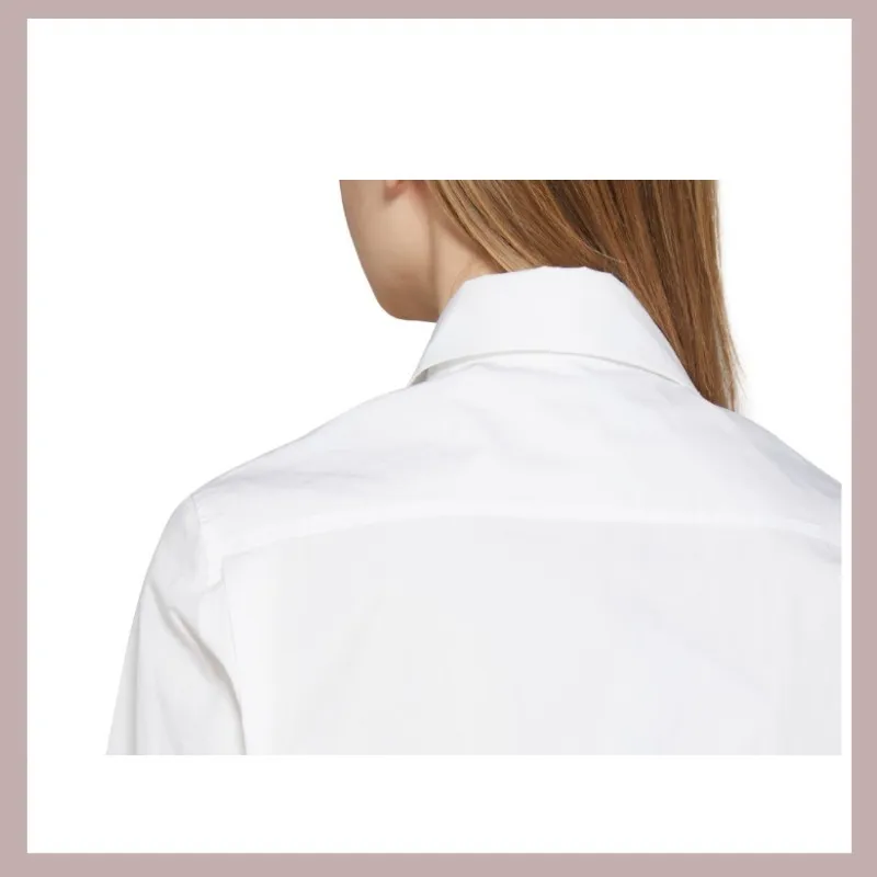 PATOU  |Rib Long Sleeves Plain Cotton Elegant Style Front Button