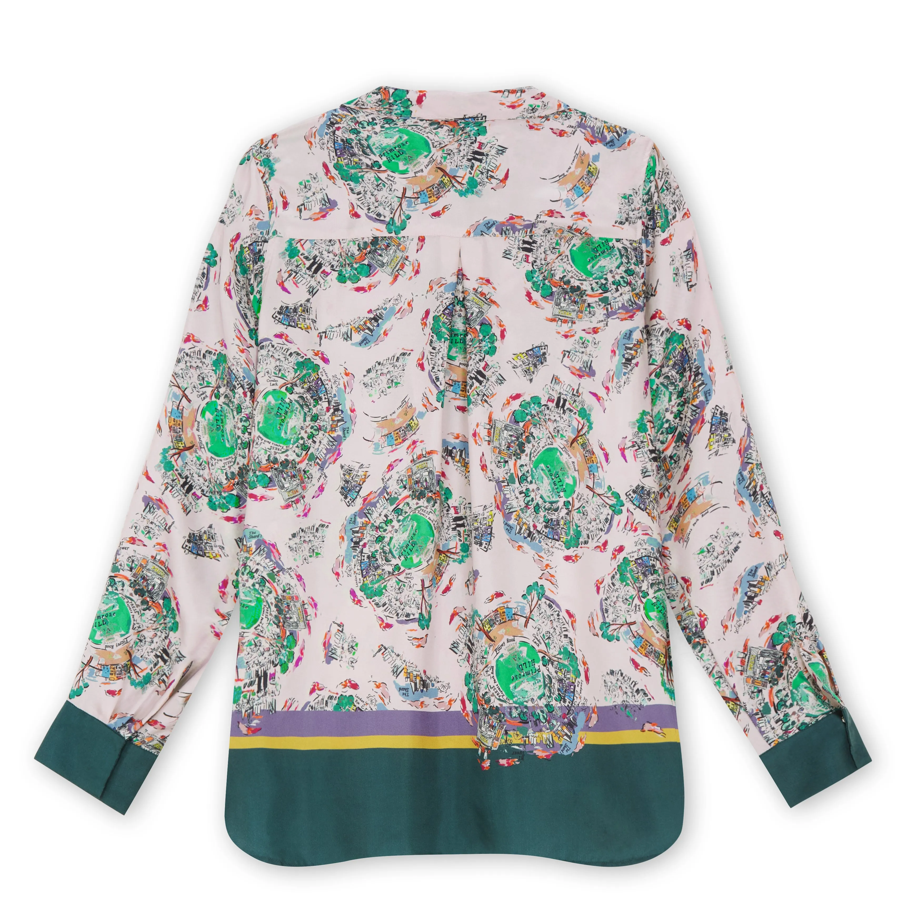 Primrose Hill city print silk twill Jodie shirt