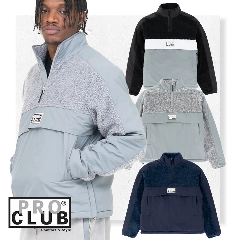 PRO CLUB  |Pullovers Blended Fabrics Street Style Long Sleeves Plain