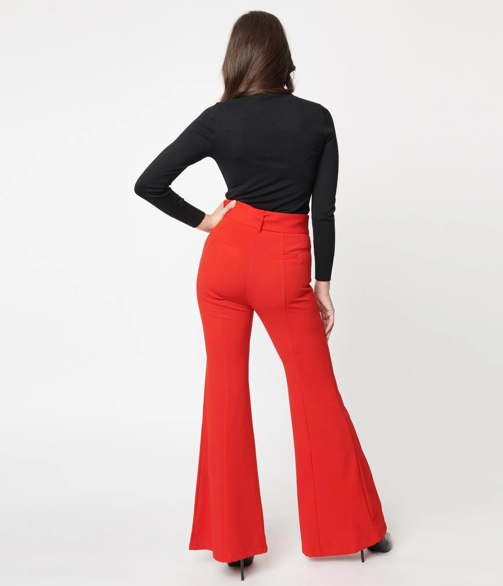 Red Belted Flare Pants