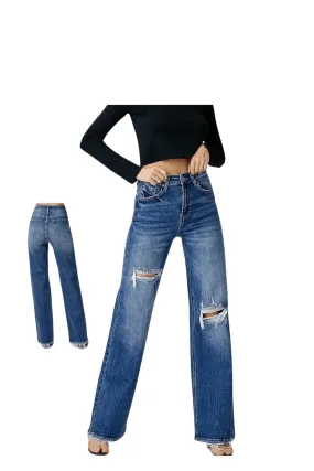 Risen Jeans Bootcut High Rise Wide Leg Dark