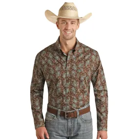 Rock & Roll Men's Turquoise Paisley Long Sleeve