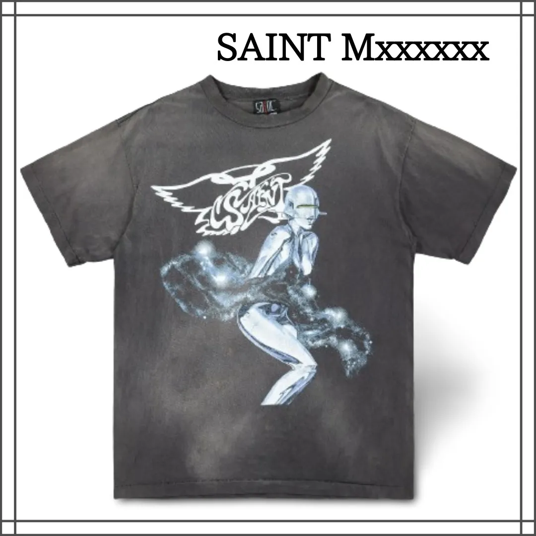 Saint Mxxxxxx  |Crew Neck Pullovers Street Style U-Neck Cotton Short Sleeves