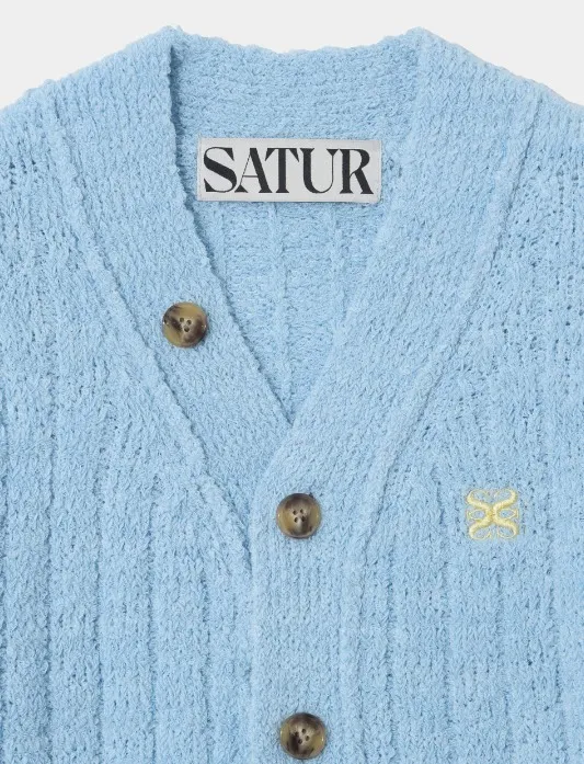 SATUR  |Wool Long Sleeves Logo Cardigans