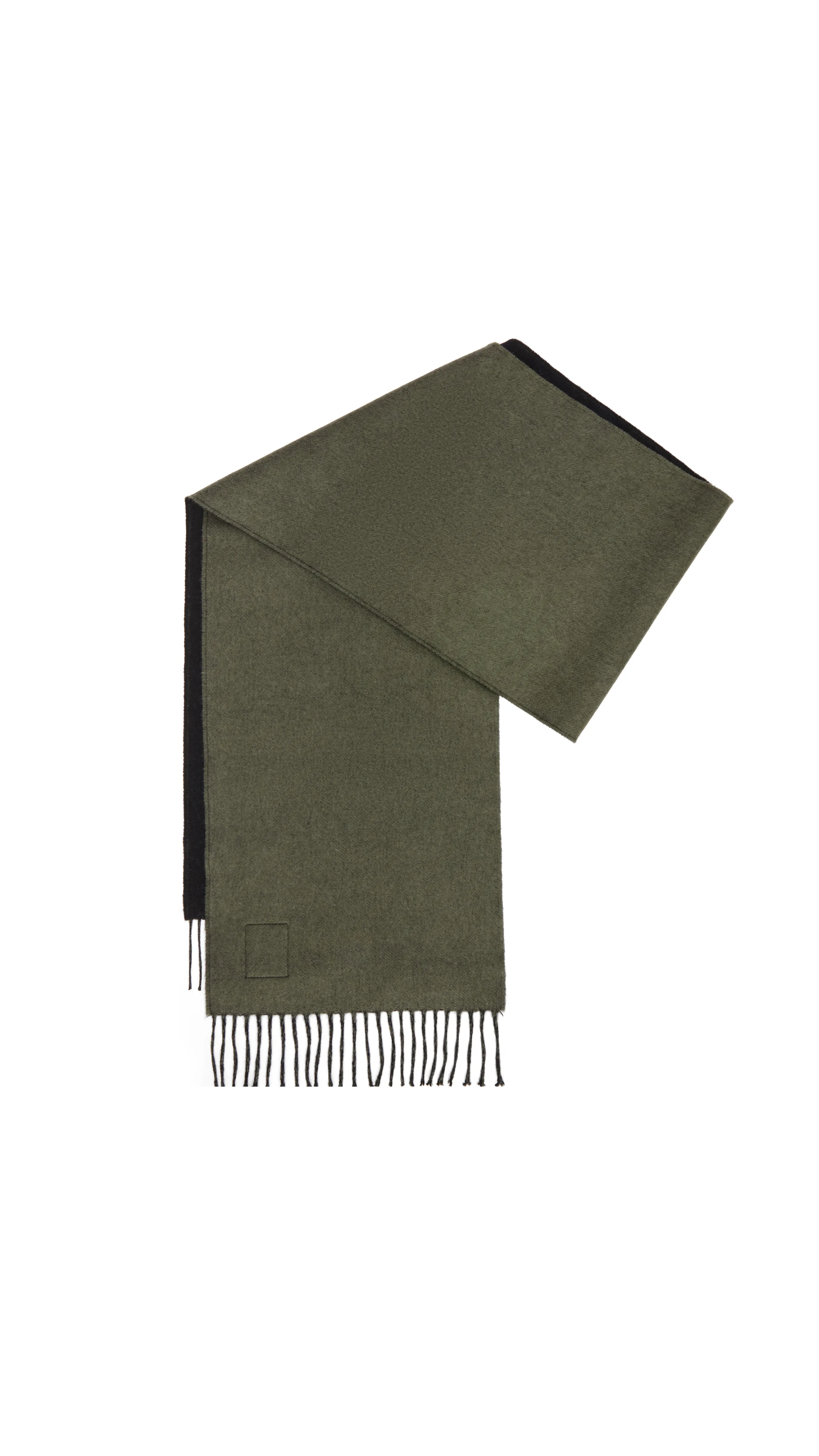 Scarf in Wool and Cashmere - Black/Khaki Green