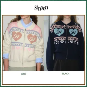 sinoon  |Street Style Long Sleeves Logo Outlet Cardigans