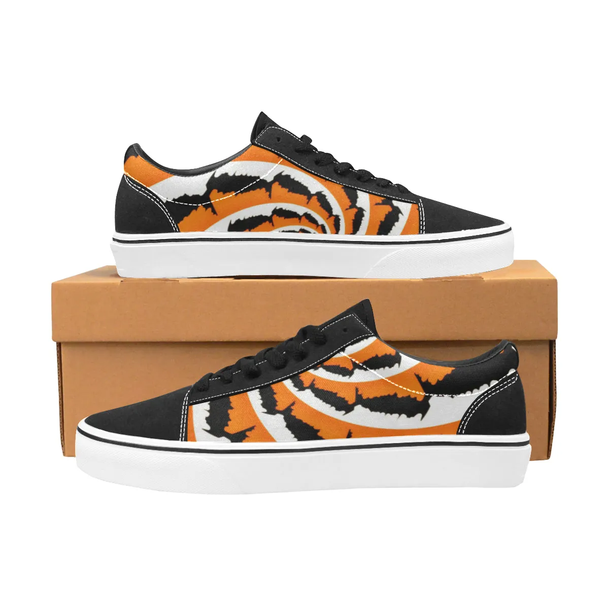 Tiger Stripe Fractal Men's Low Top Skateboarding Shoes