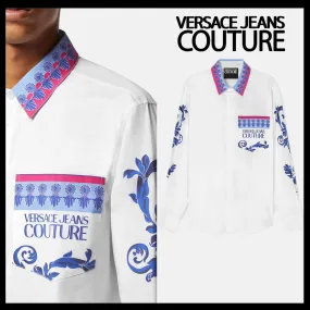 VERSACE JEANS  |Flower Patterns Street Style Bi-color Long Sleeves Plain