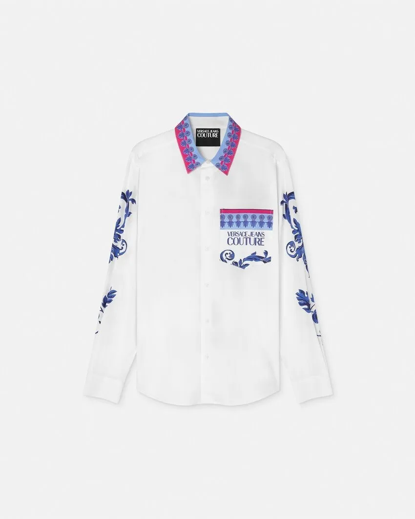 VERSACE JEANS  |Flower Patterns Street Style Bi-color Long Sleeves Plain