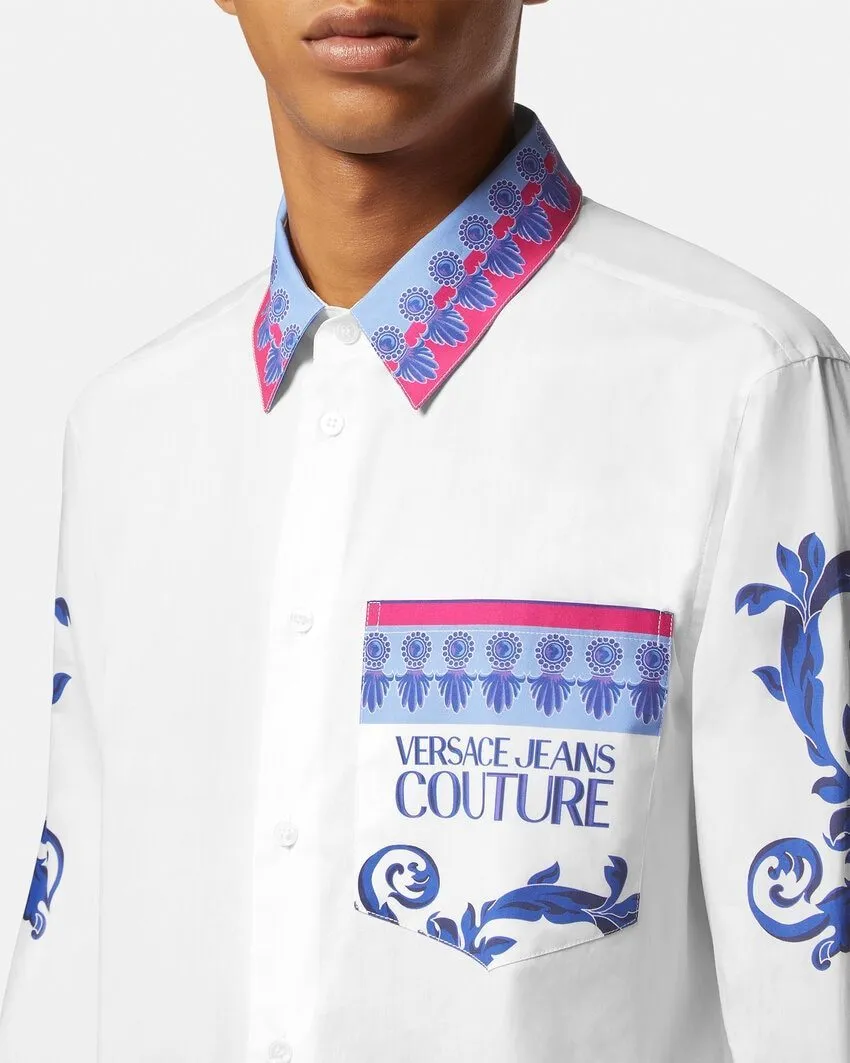 VERSACE JEANS  |Flower Patterns Street Style Bi-color Long Sleeves Plain