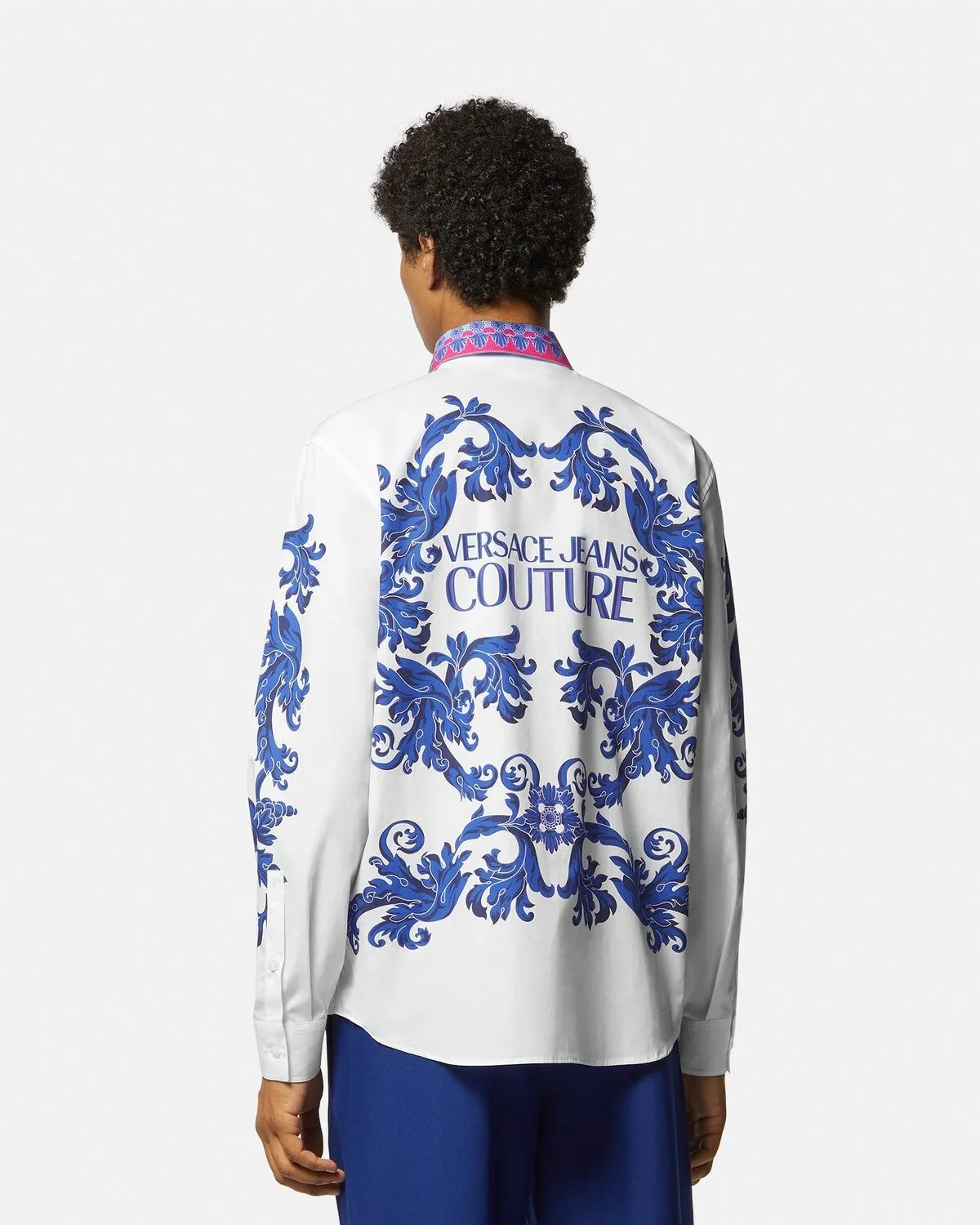 VERSACE JEANS  |Flower Patterns Street Style Bi-color Long Sleeves Plain