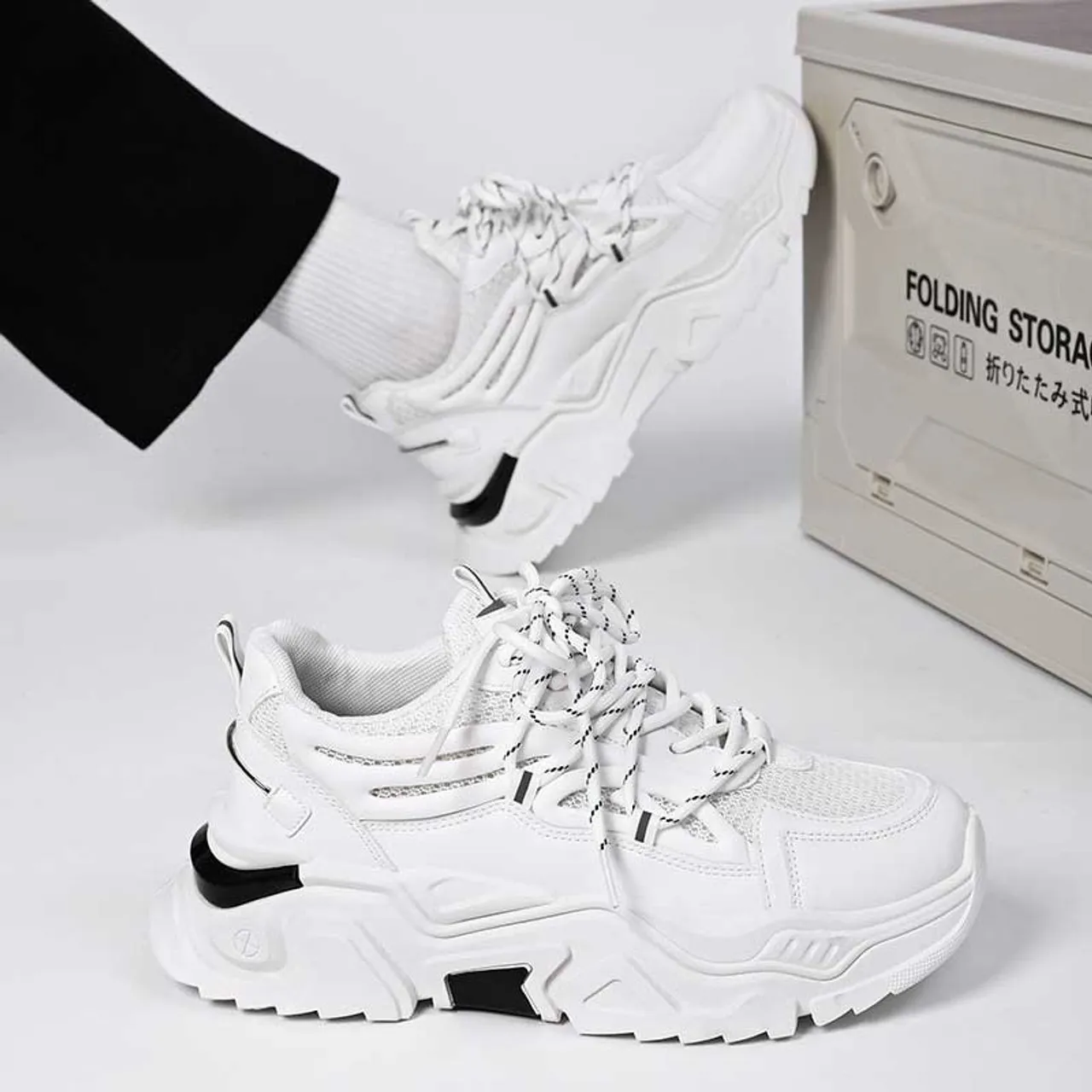 White casual mesh vamp sport shoe sneaker