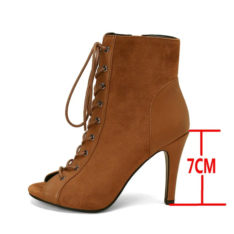 Women's Fashion Peep Toe Gladiator Indoor Dance High Heels Boots