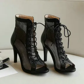 Women's Sexy Black Covered Indoor Dance Party High Heel Boots