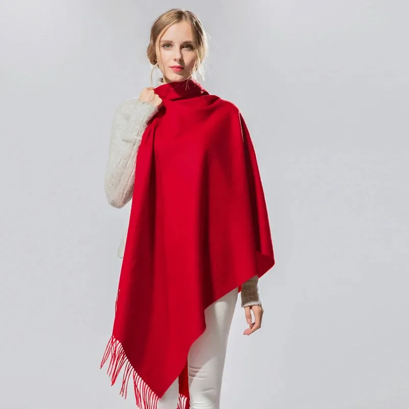 Women's Winter Luxury Solid Bandana Pashmina Thick Warm Long Shawl