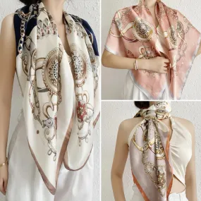 WRAP Satin Chain Printed Square Bandana Scarf 90x90cm