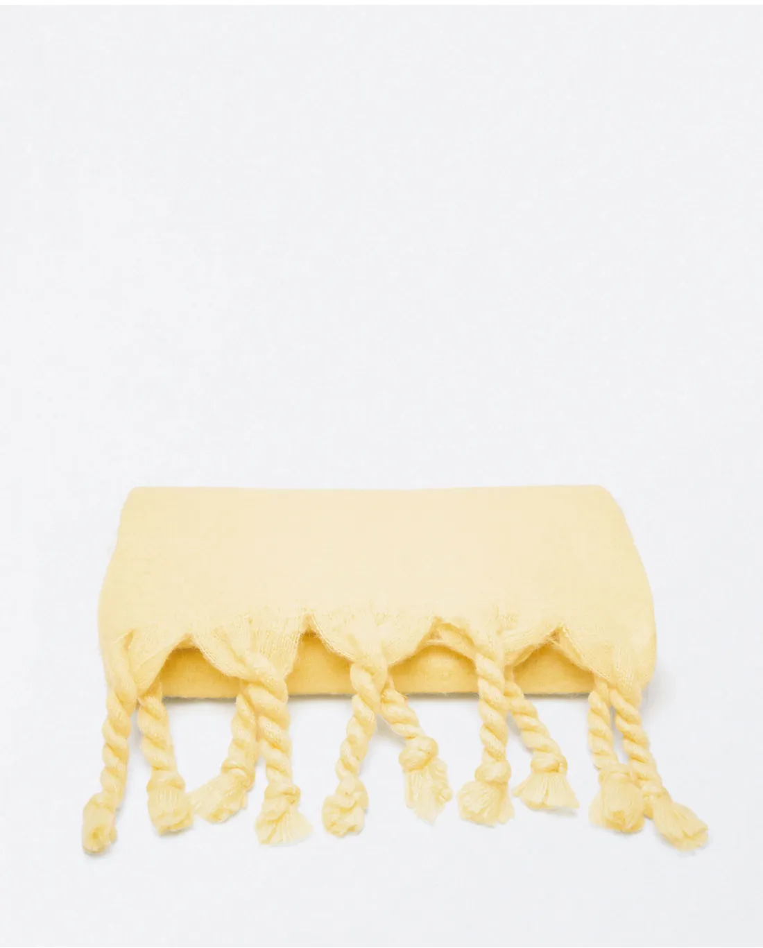 YILI731- Thick & Fluffy Scarf w/ Fringes- Yellow-Surkana