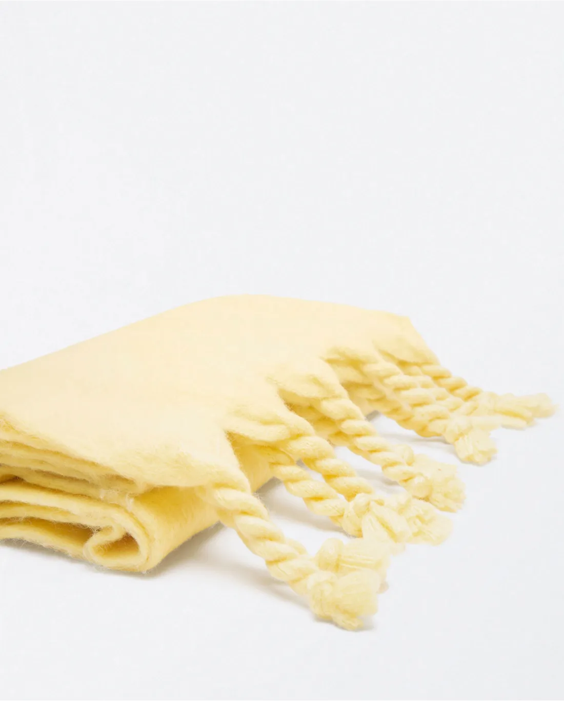 YILI731- Thick & Fluffy Scarf w/ Fringes- Yellow-Surkana