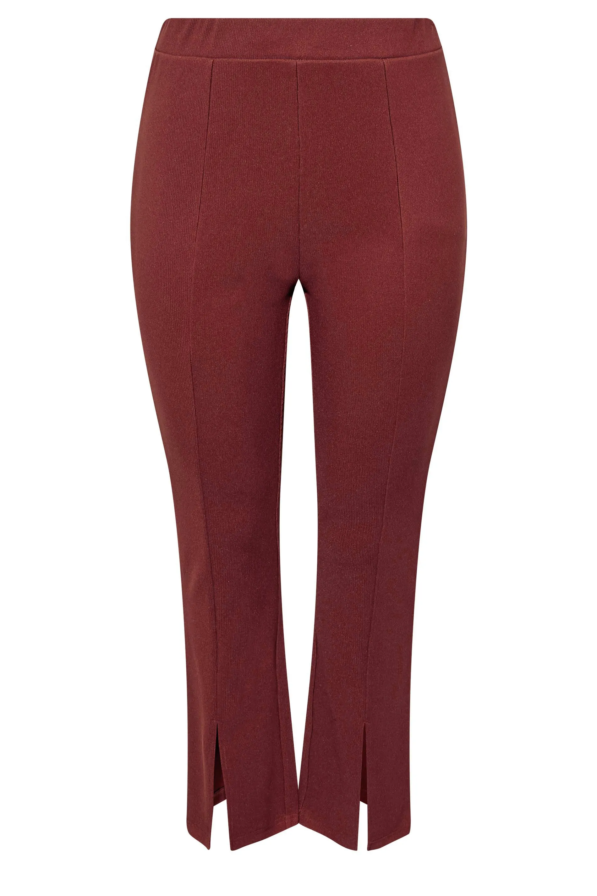 YOURS Curve Burgundy Red Split Front Stretch Flared Leggings