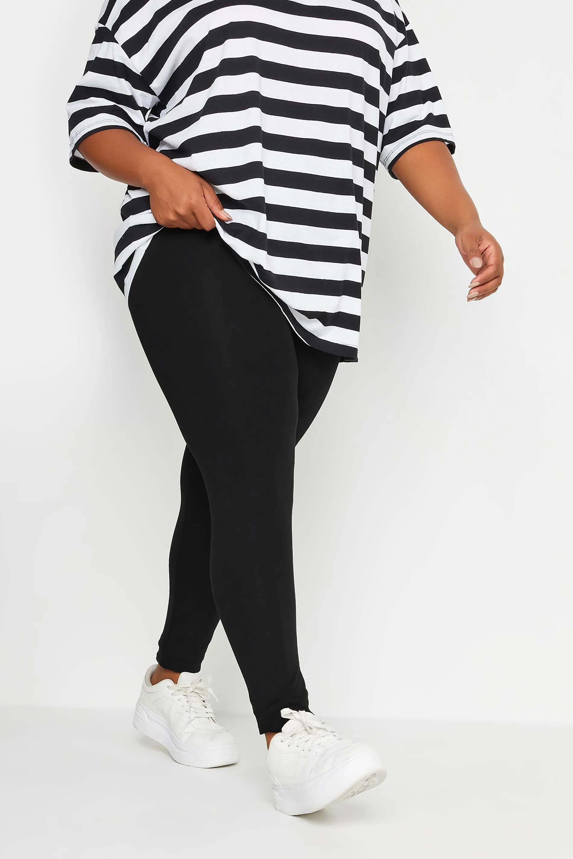 YOURS FOR GOOD Curve Black Stretch Organic Cotton Leggings