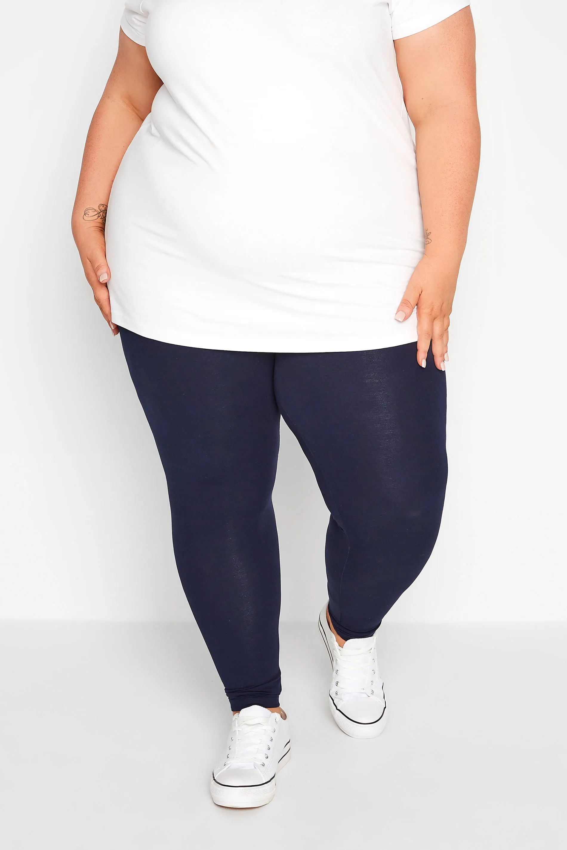 YOURS FOR GOOD Curve Navy Blue Cotton Stretch Leggings