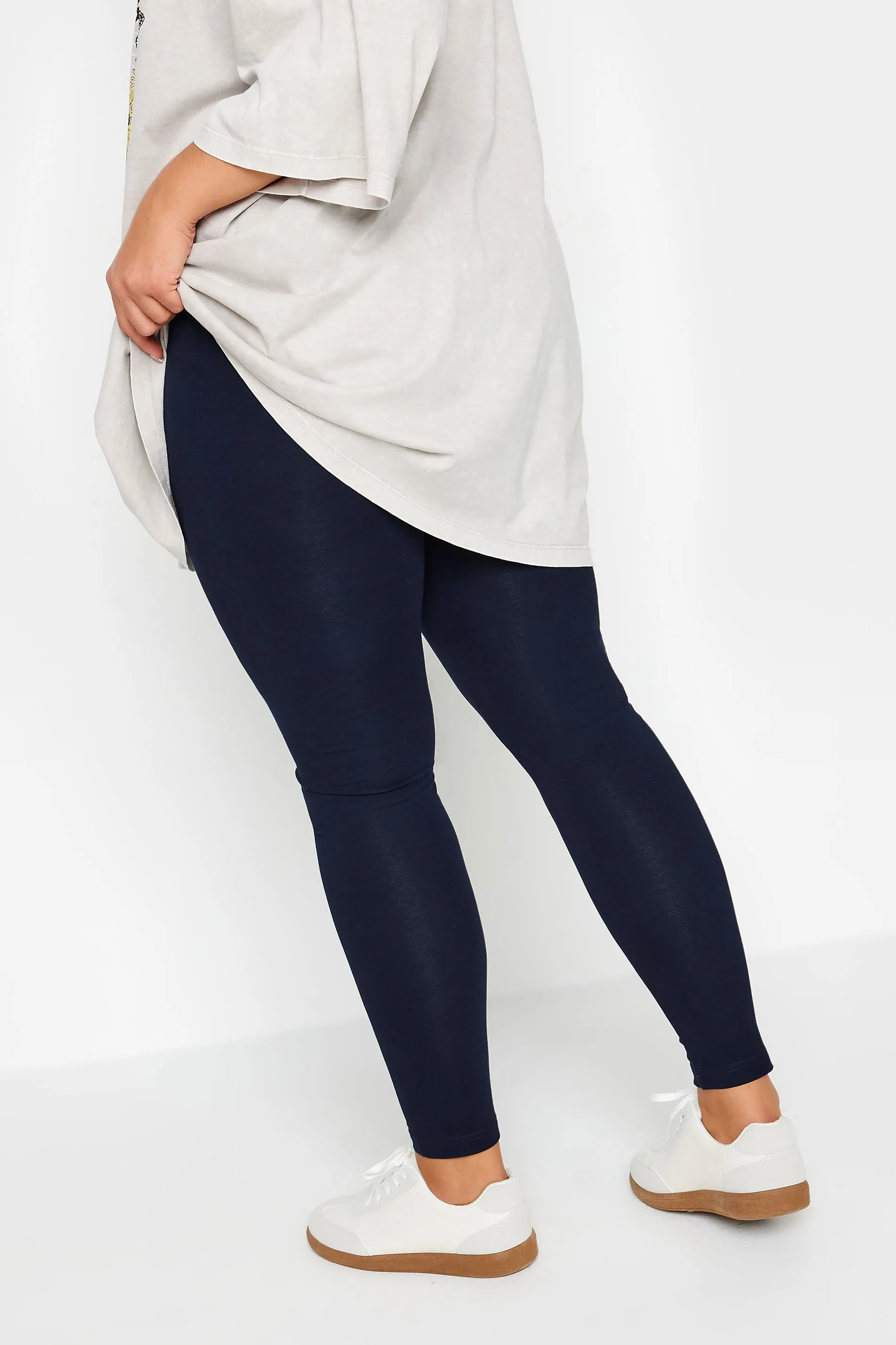 YOURS FOR GOOD Curve Navy Blue Cotton Stretch Leggings