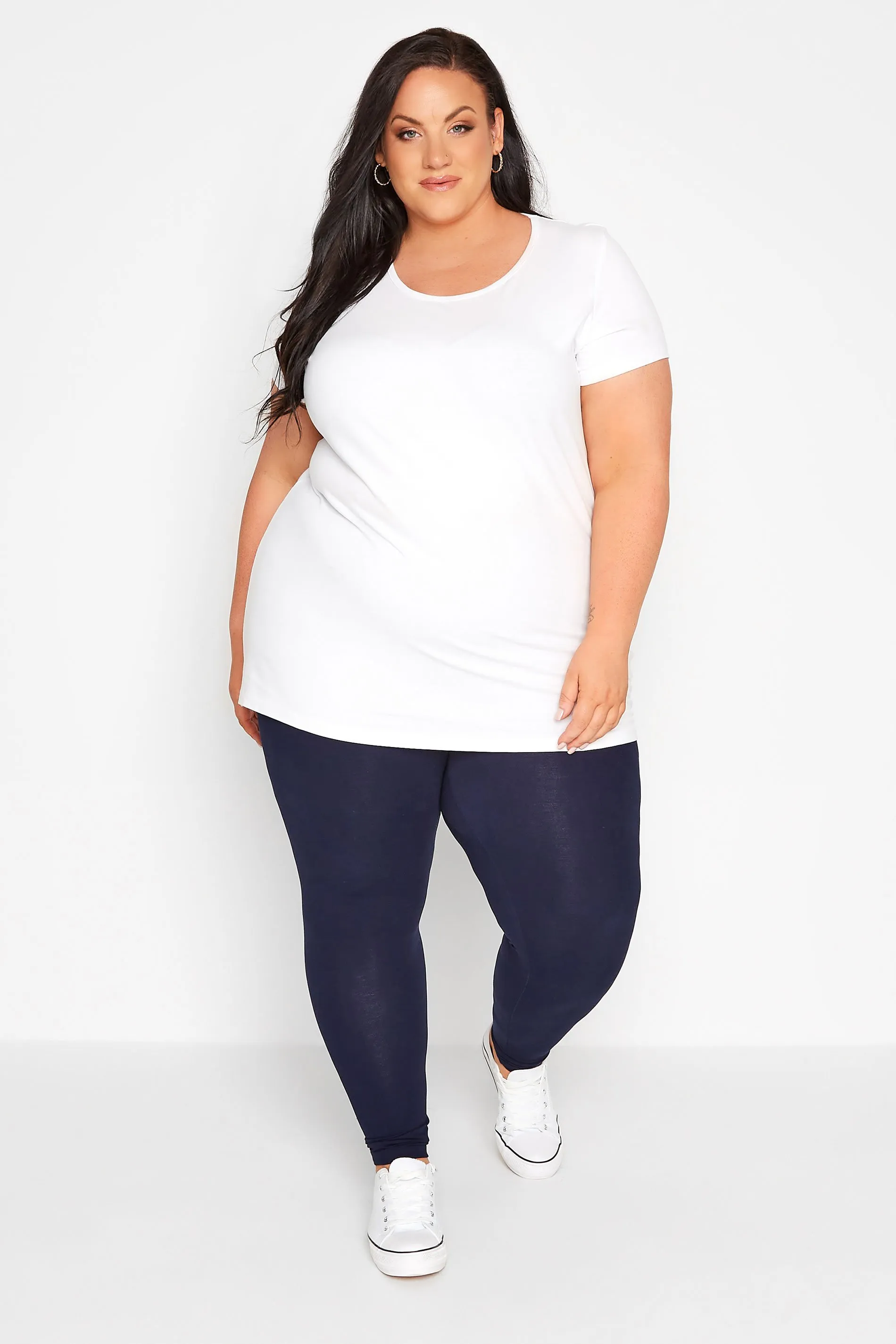 YOURS FOR GOOD Curve Navy Blue Cotton Stretch Leggings